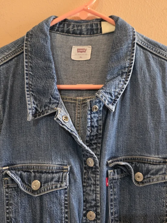 Vintage Levi's Denim Shirt Dress Size XL - Picture 3 of 12